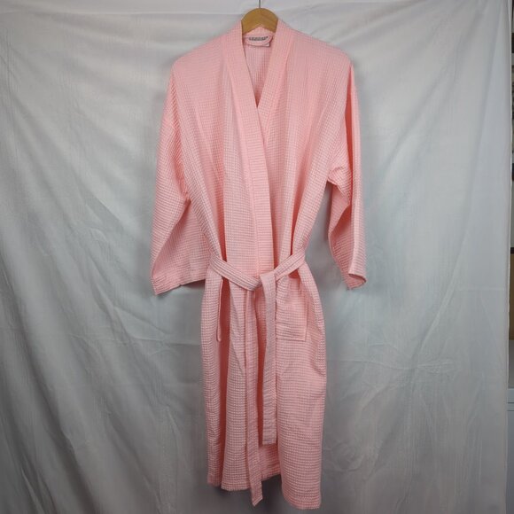 Shakir Pink Waffle Knit Turkish Linen Bathrobe - Picture 1 of 4